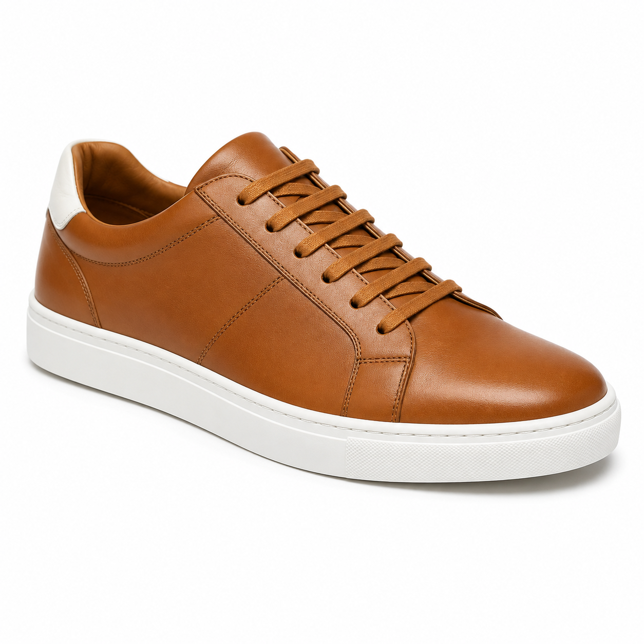 Premium Leather Sneaker – Caramel & White | Genspitch